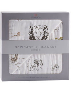 Hear Me Roar Lion and Rhinos and Elephants Bamboo Newcastle Blanket