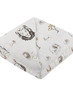 Hear Me Roar Lion and Rhinos and Elephants Bamboo Newcastle Blanket