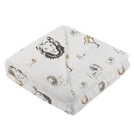 Hear Me Roar Lion and Rhinos and Elephants Bamboo Newcastle Blanket