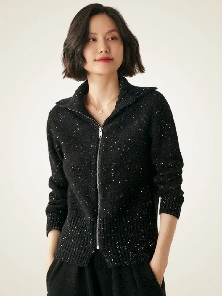 Levana Zip Cardigan — Black