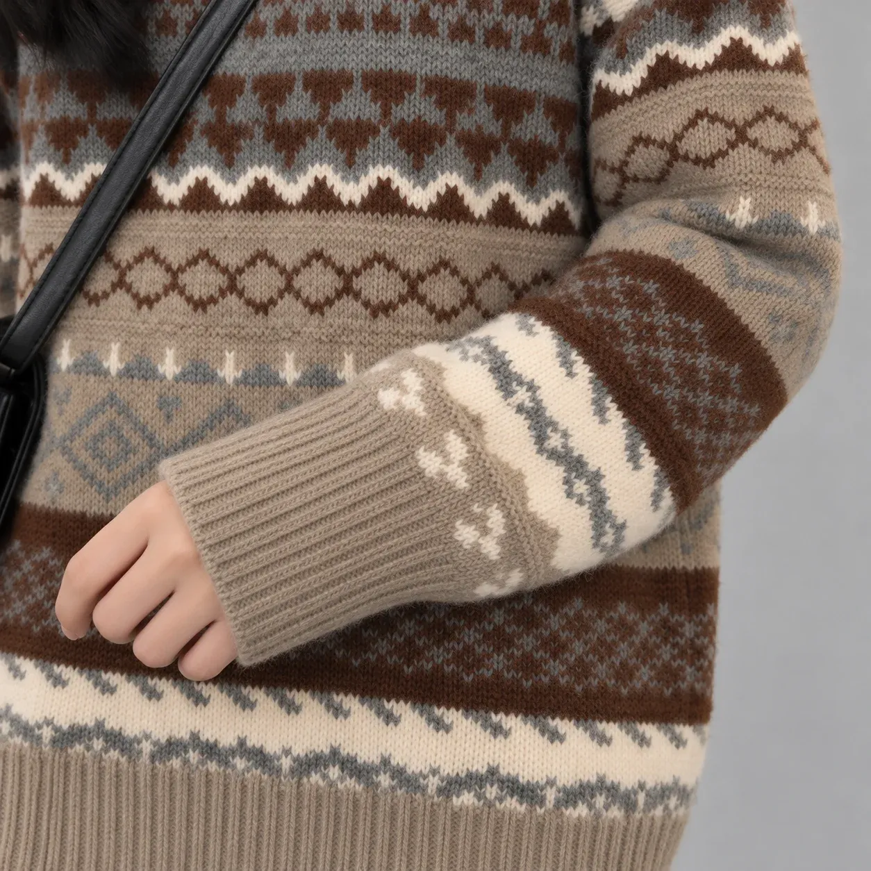 Cora Geometric Knit Sweater, source-supported construction detail