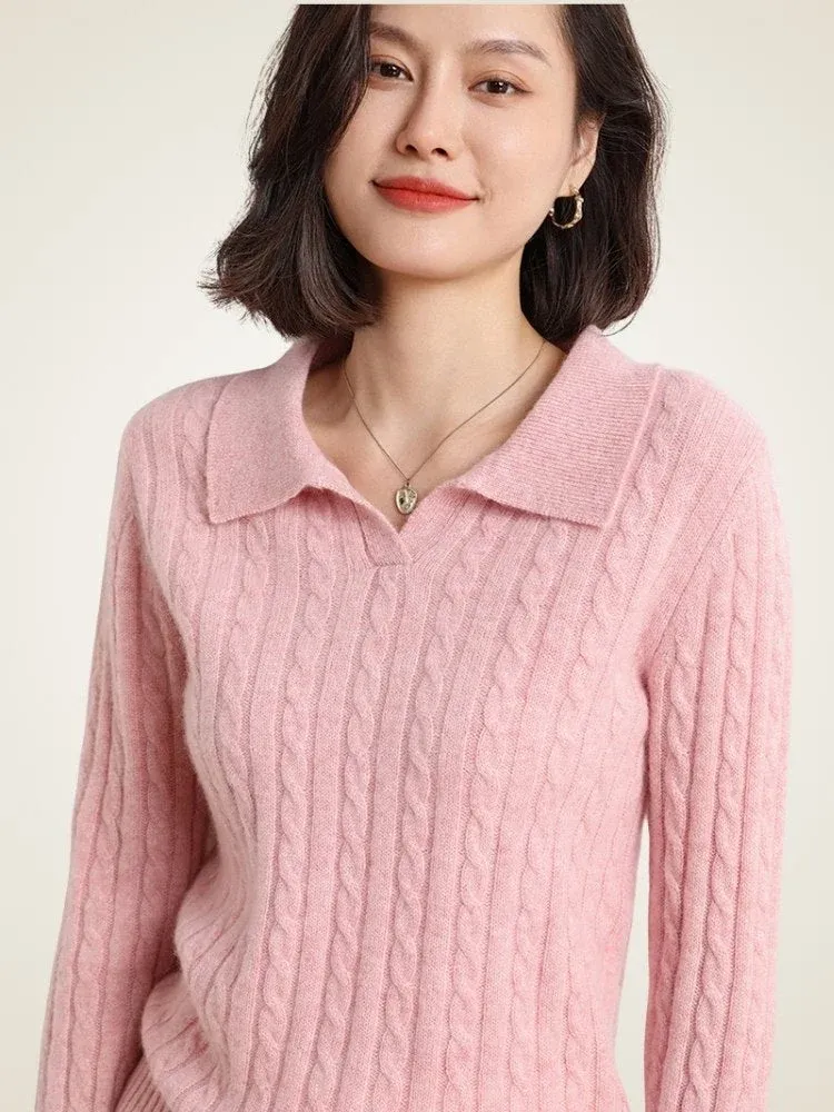 Enlora Polo Sweater — Pink