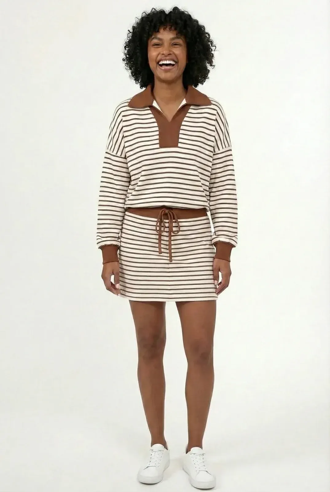 Lottie Striped Set — Brown