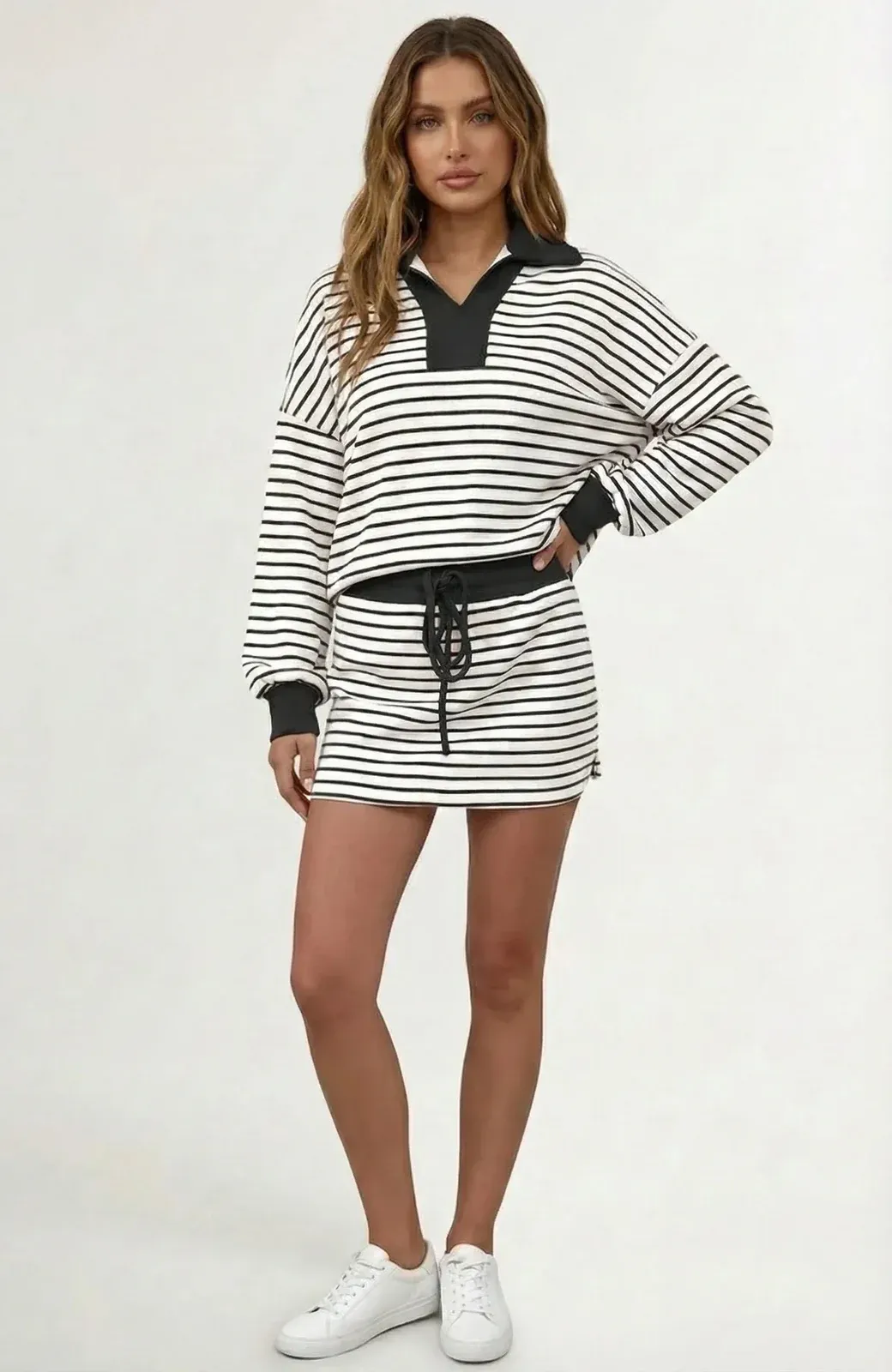 Lottie Striped Set — Black