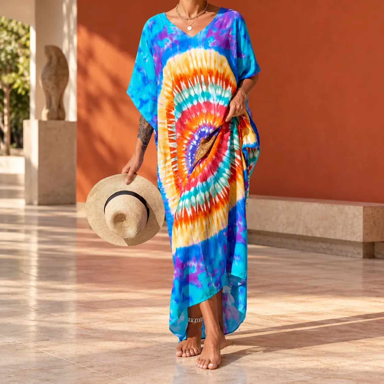 Solene Tie-Dye Maxi Dress — full garment worn in context