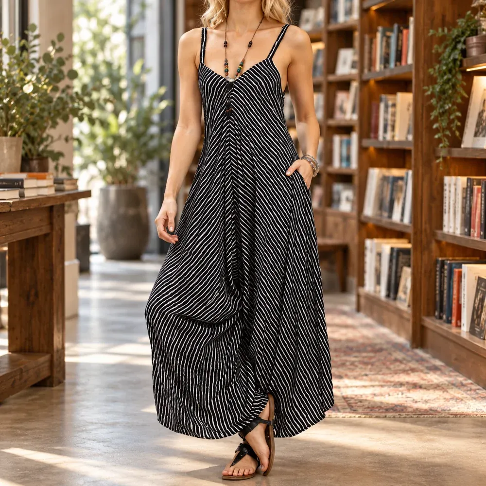 Lisette Striped Jumpsuit — Worn in context