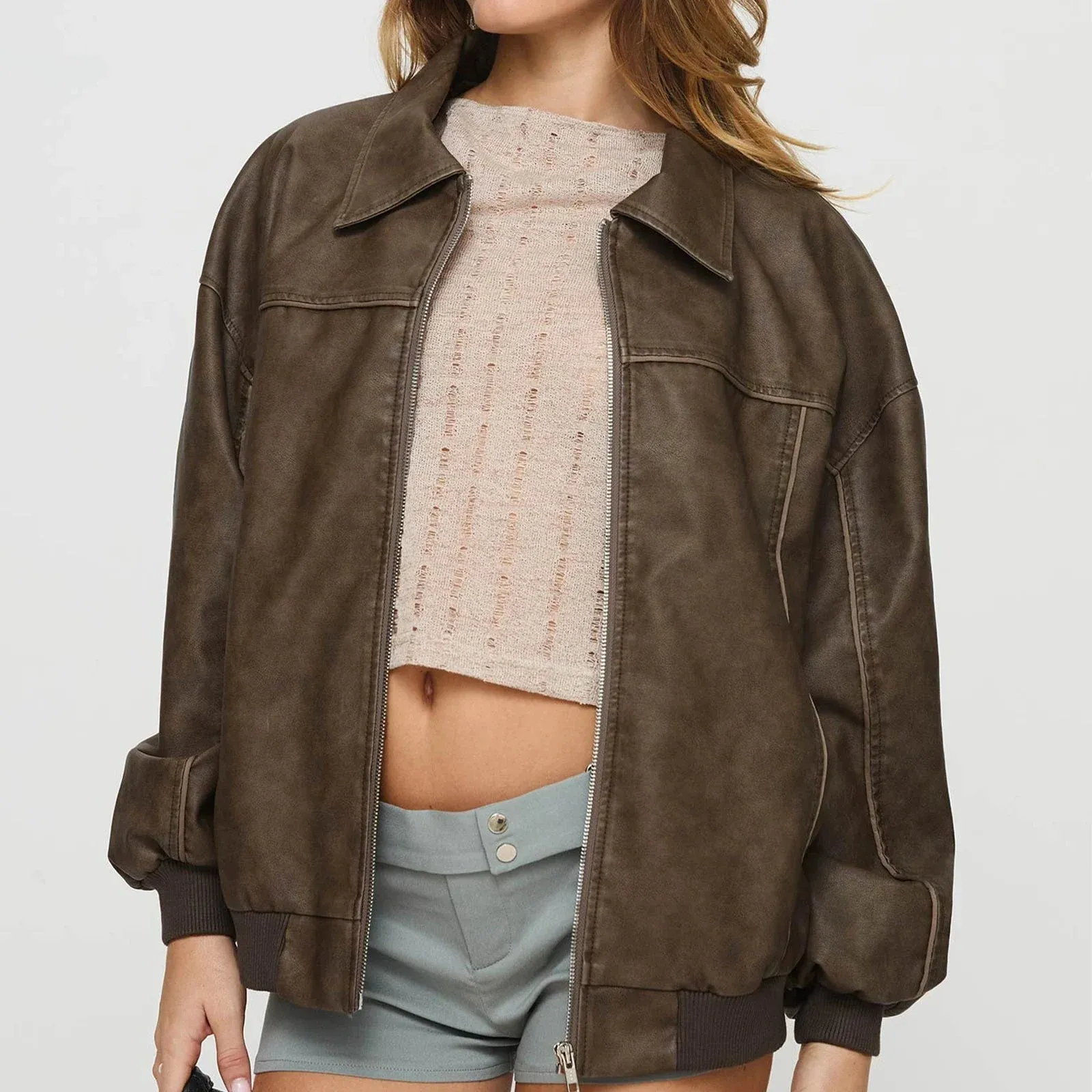 Nina Zip Bomber — Navy Blue