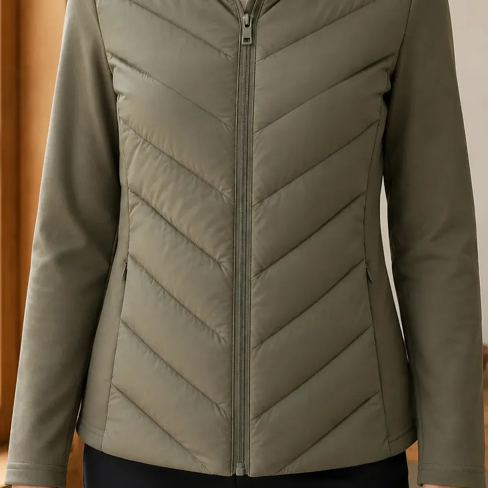 Edith Chevron Jacket — Army Green garment detail