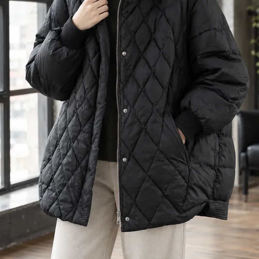 Elise Diamond Jacket — Black lower garment detail