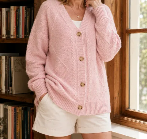 Noelle Cable Diamond Cardigan