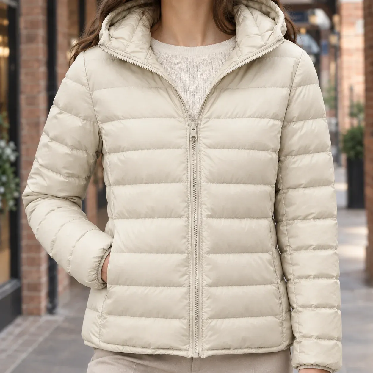 Alouette Hooded Jacket — Apricot construction detail