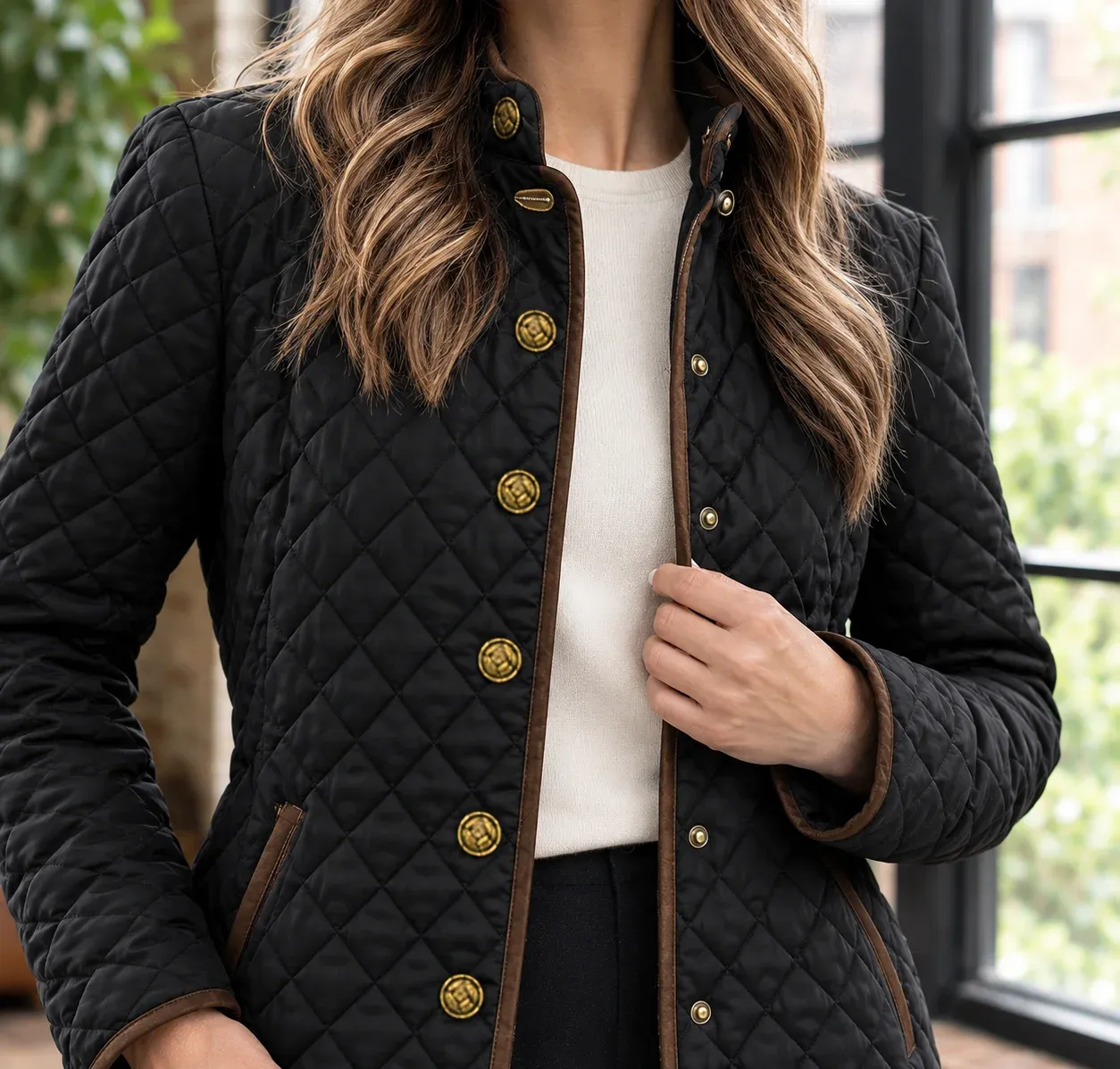 Lavinia Diamond Jacket — Black construction detail