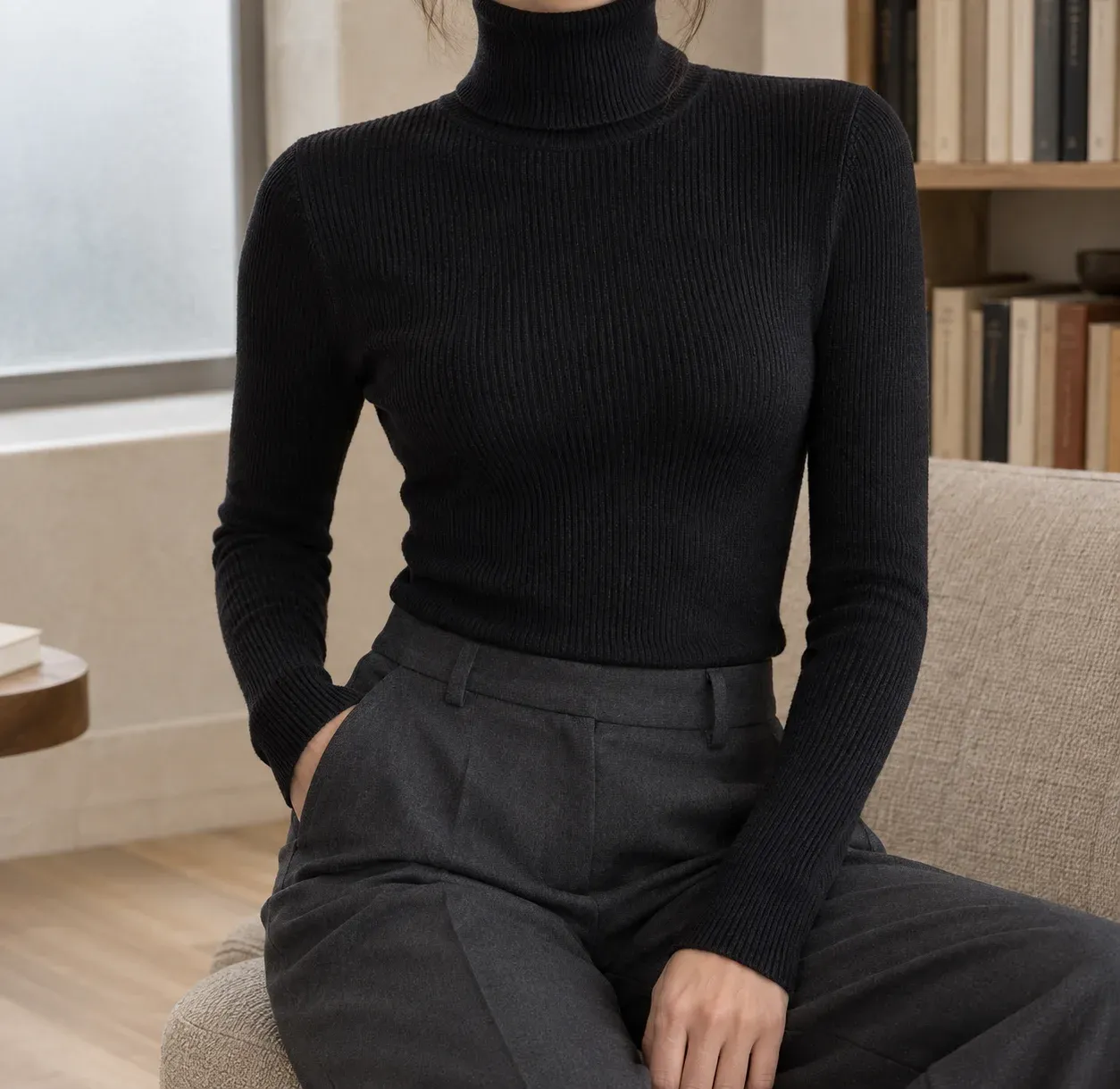 Eliana-Jane Ribbed Turtleneck — photograph 1