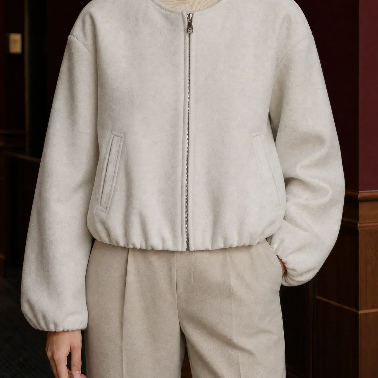 Andrina Cropped Jacket — Off White construction detail