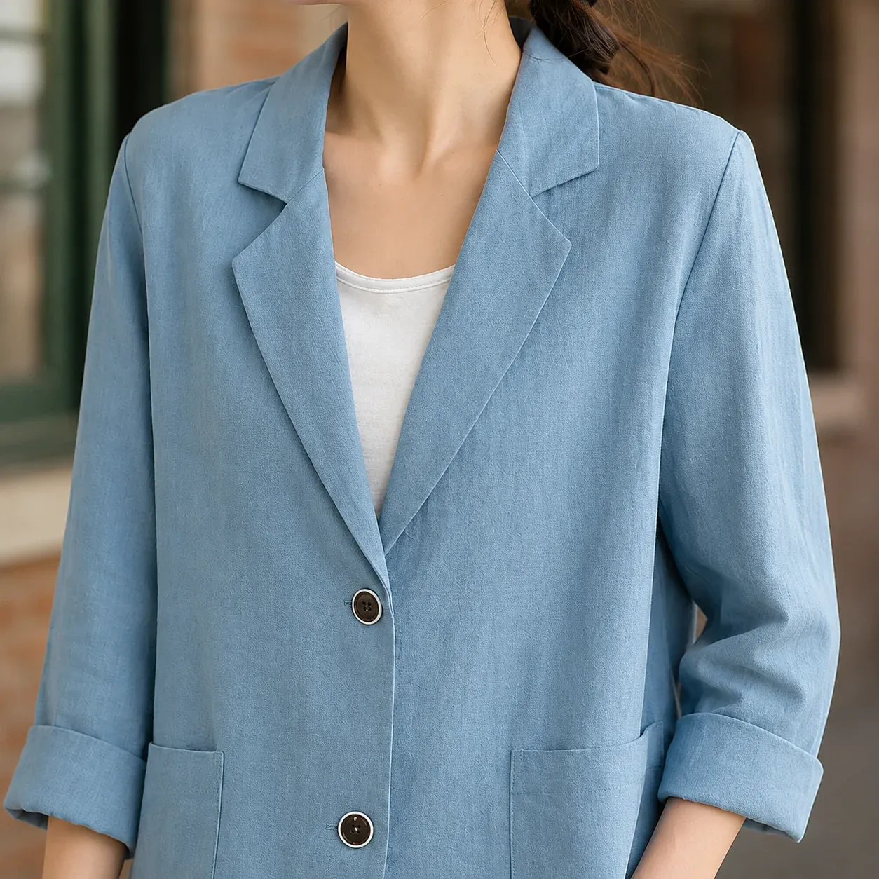 Giselle Relaxed Blazer — Blue construction detail