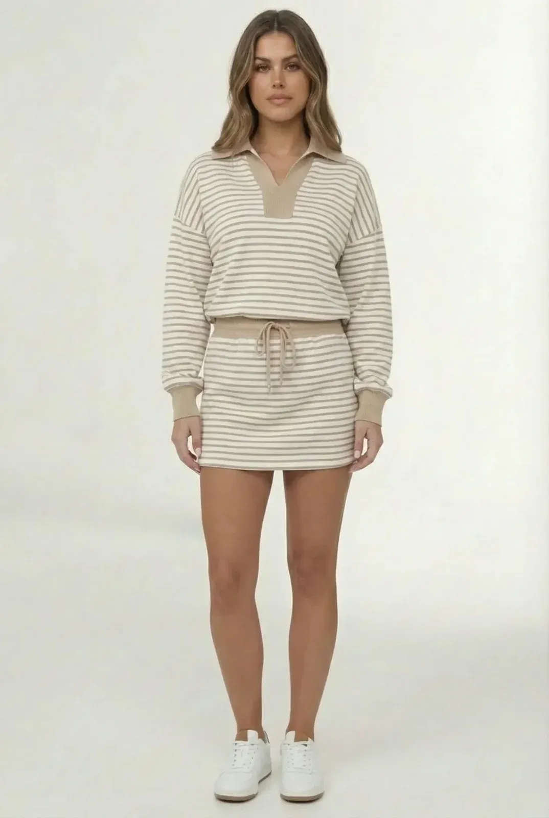 Lottie Striped Set — Beige