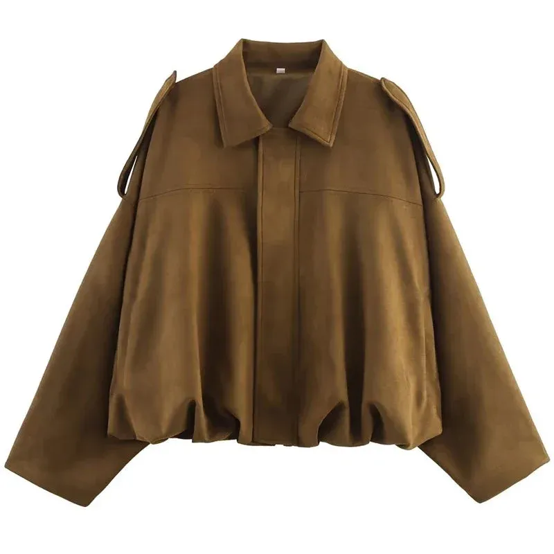 Viola Gathered Bomber — Brown