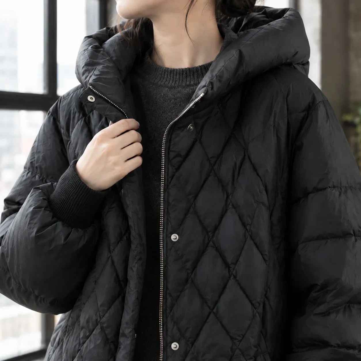 Elise Diamond Jacket — Black construction detail
