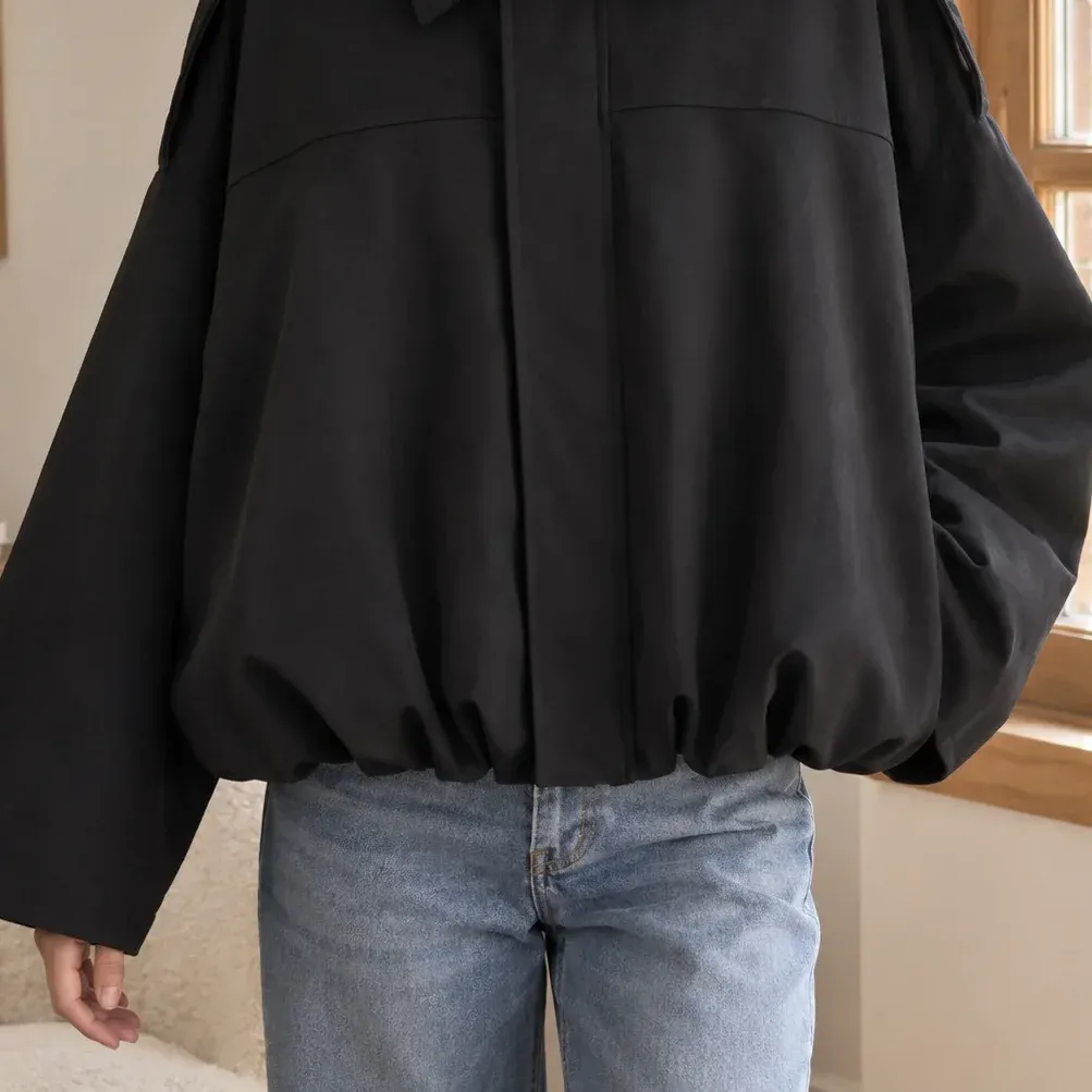 Amabel Cropped Bomber — Black alternate view