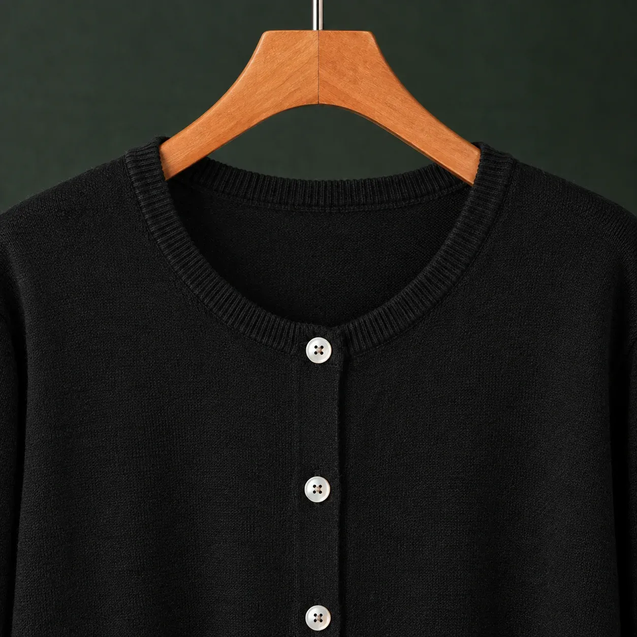 Danielle Button Cardigan — Black construction detail