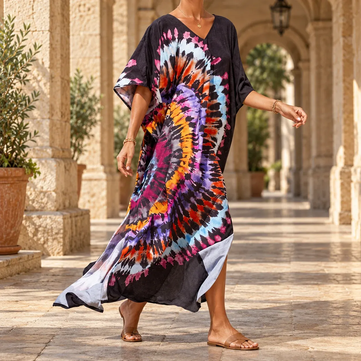 Eloise Tie-Dye Maxi Dress — full garment worn in context