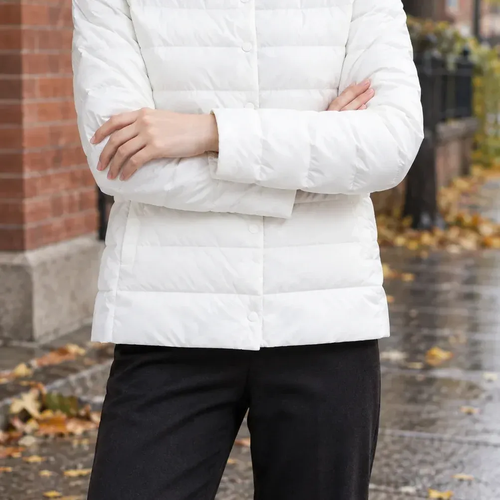Oriane Quilted Jacket — White lower garment detail