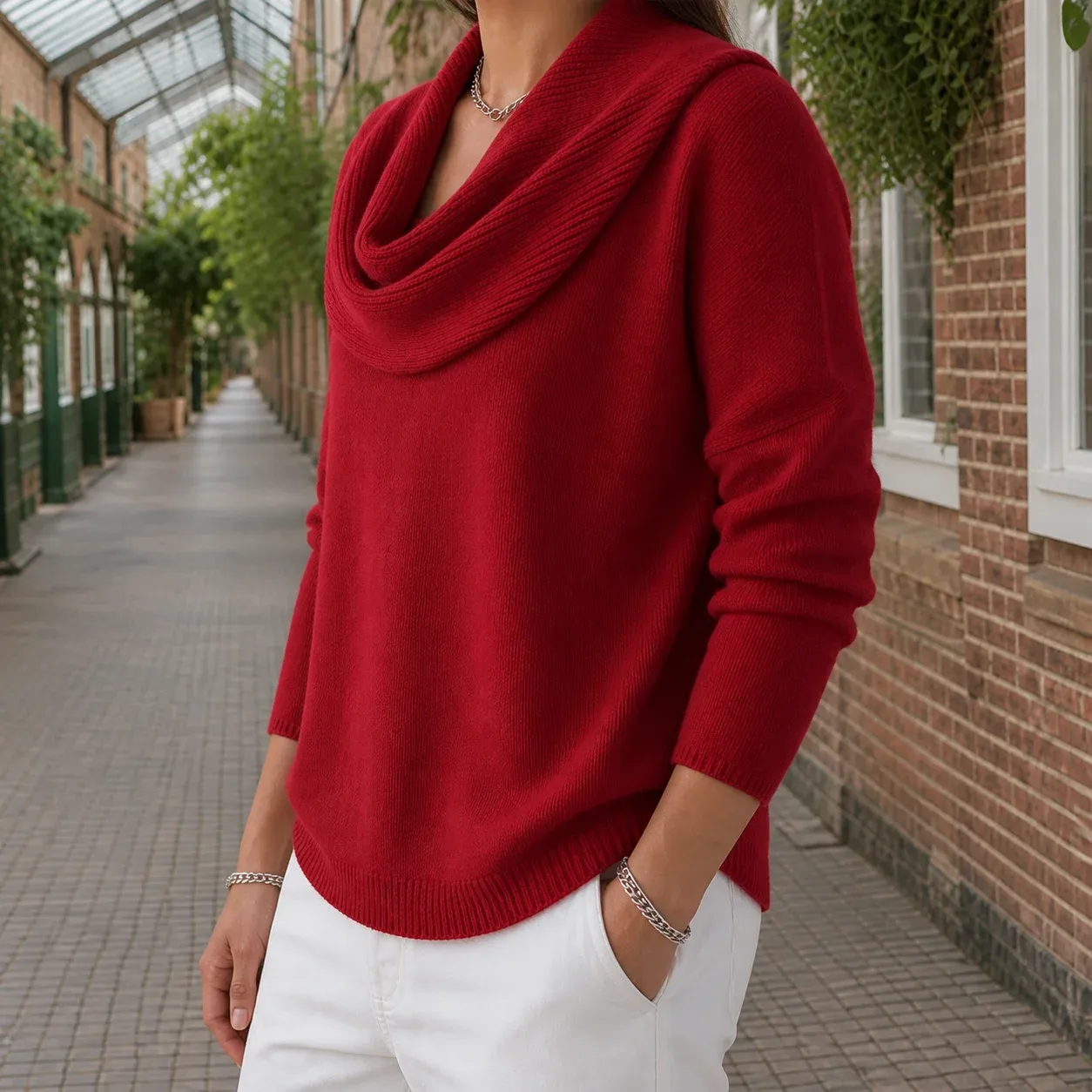 Alec Cowl Sweater — Red alternate view