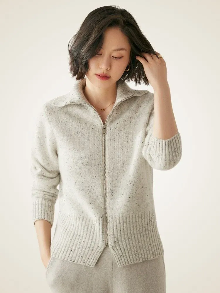 Levana Zip Cardigan — Light Gray