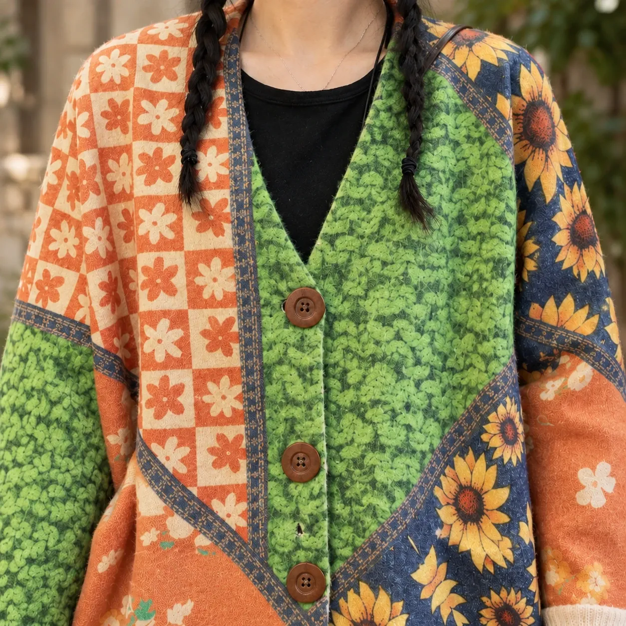 Celeste Floral Knit Cardigan — detail view