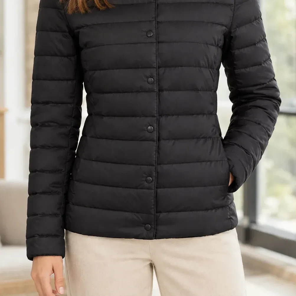 Bettina Snap Jacket — Black lower garment detail