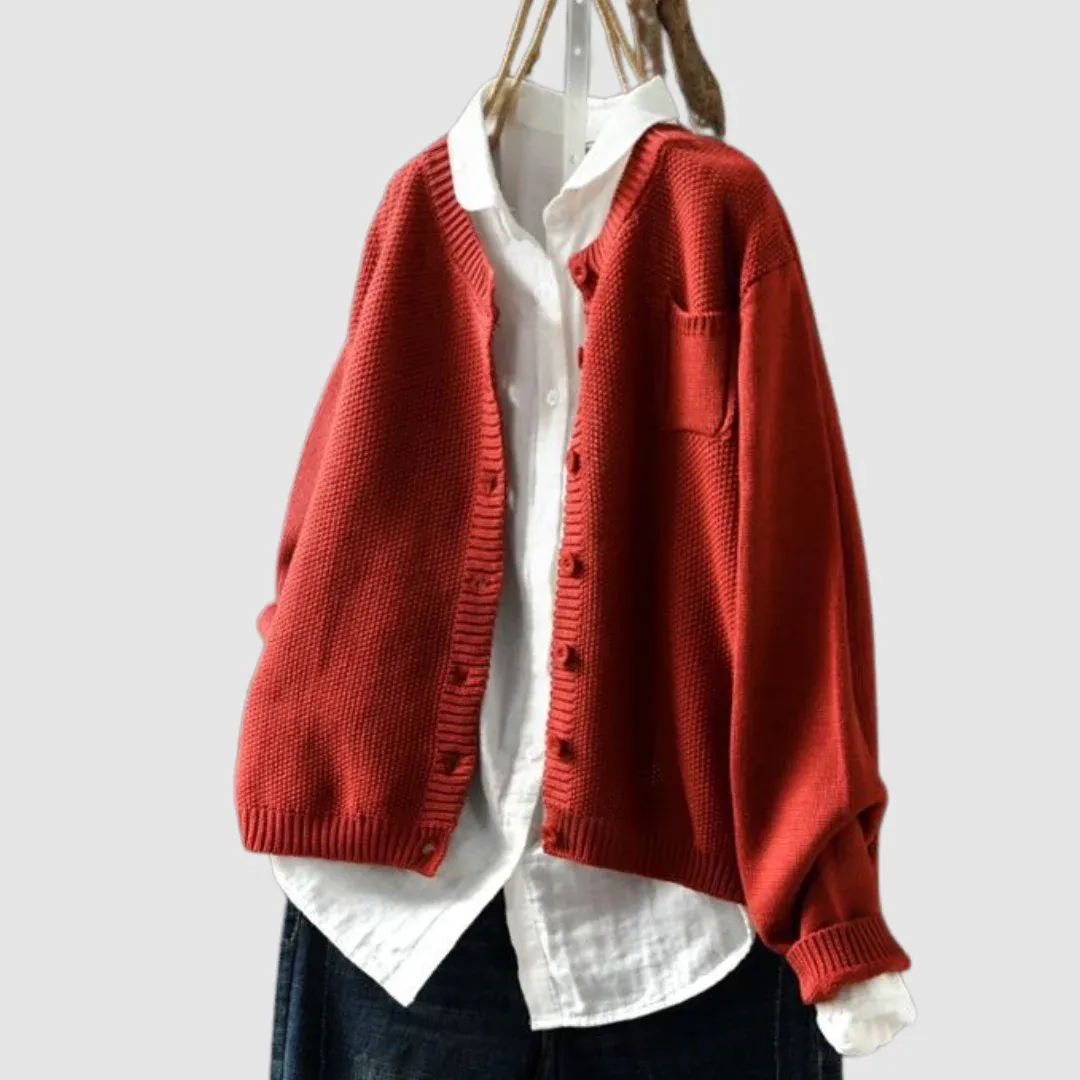 Berlinda Button Cardigan — Red