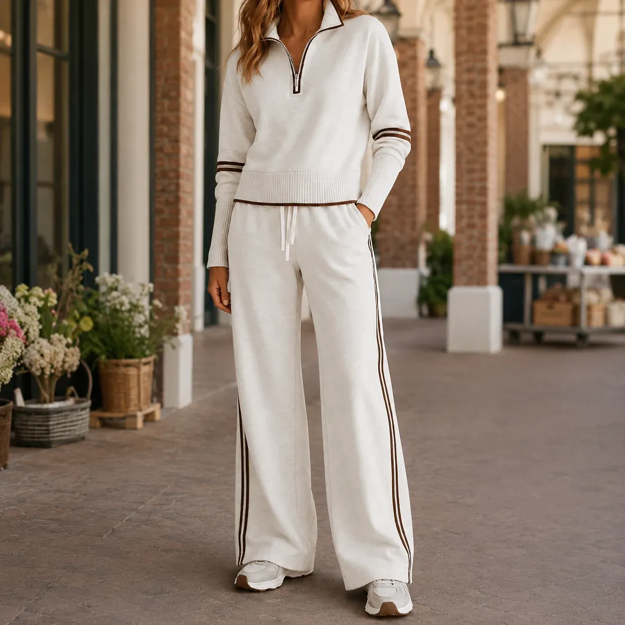 Alessia Stripe-Trim Pants Set — photograph 1