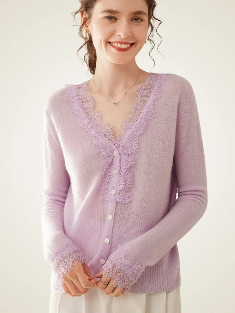 Brooke Lace Cardigan — Lavender