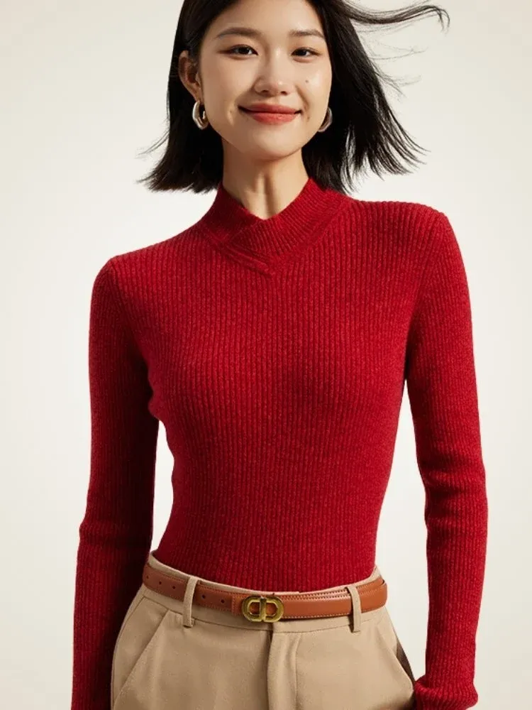 Alenia Ribbed Sweater — Red