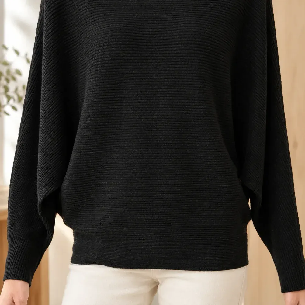 Cordelia Boatneck Sweater — Black lower garment detail