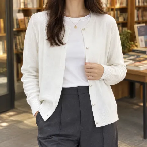 Brigitta Pearl-Button Cardigan