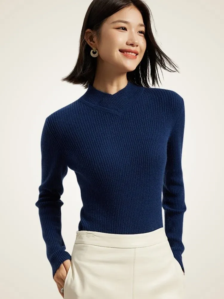 Alenia Ribbed Sweater — Navy
