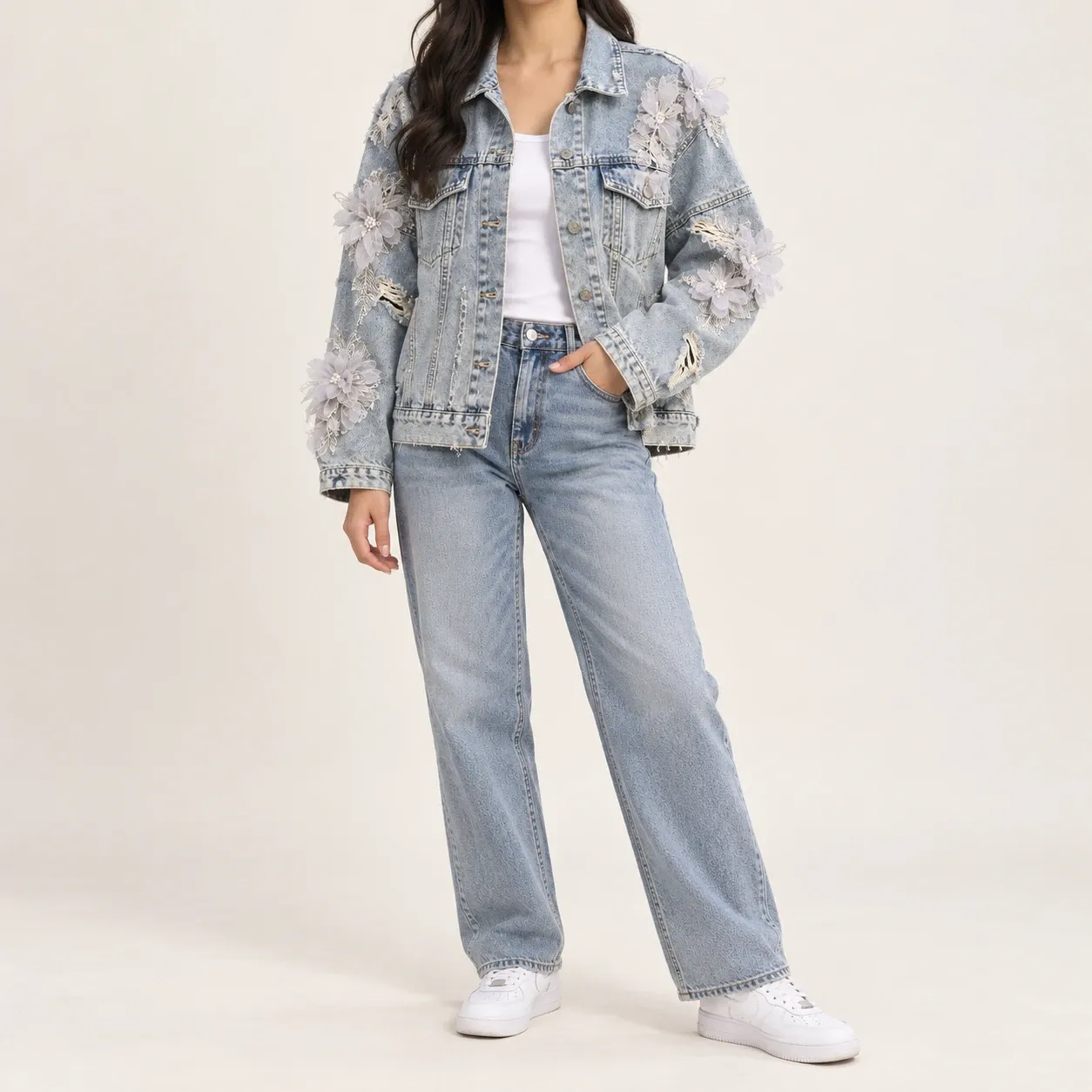 Rosalie Floral Denim Jacket — lead view
