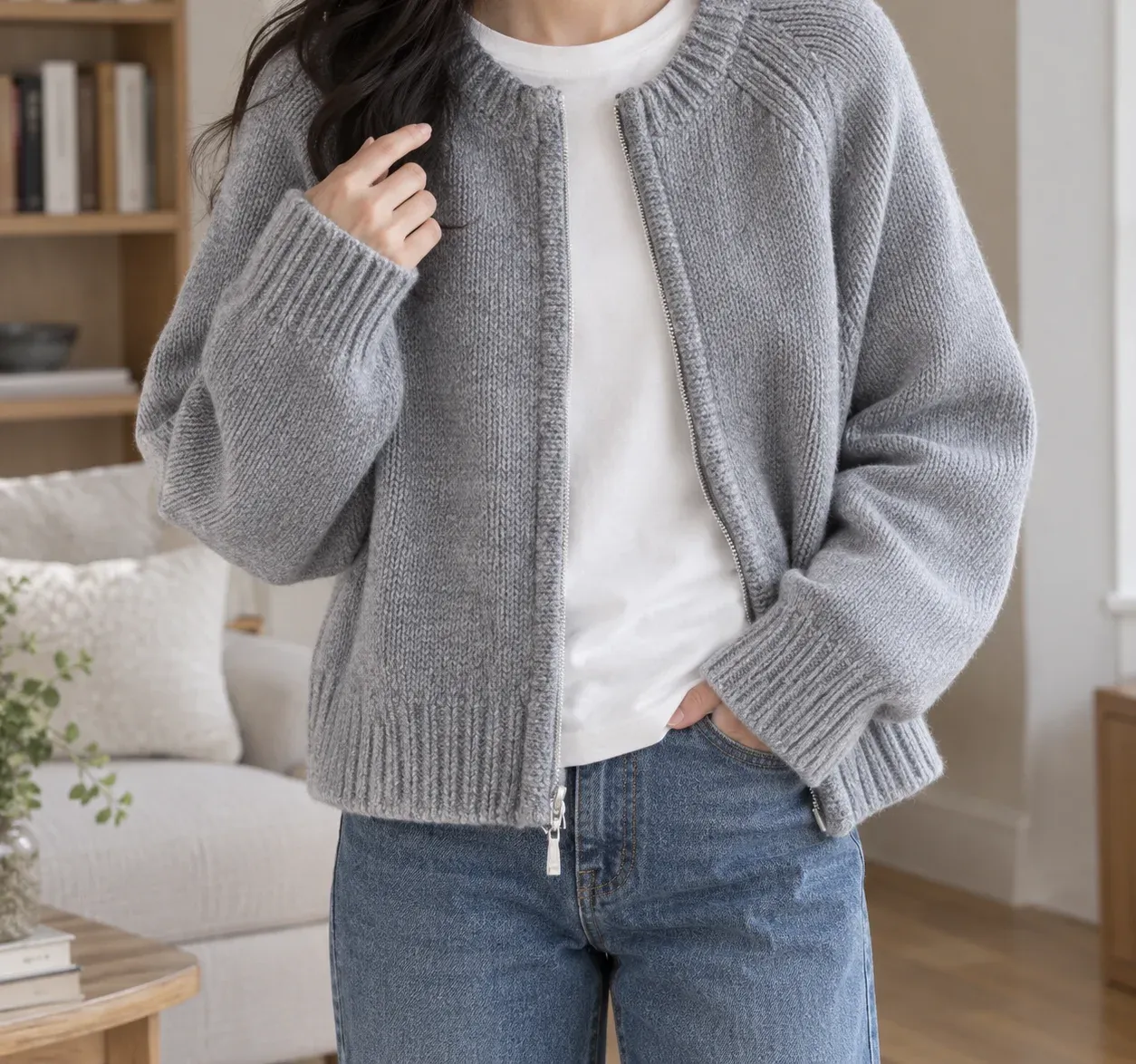 Nora-Skye Round-Neck Zip Cardigan — photograph 1