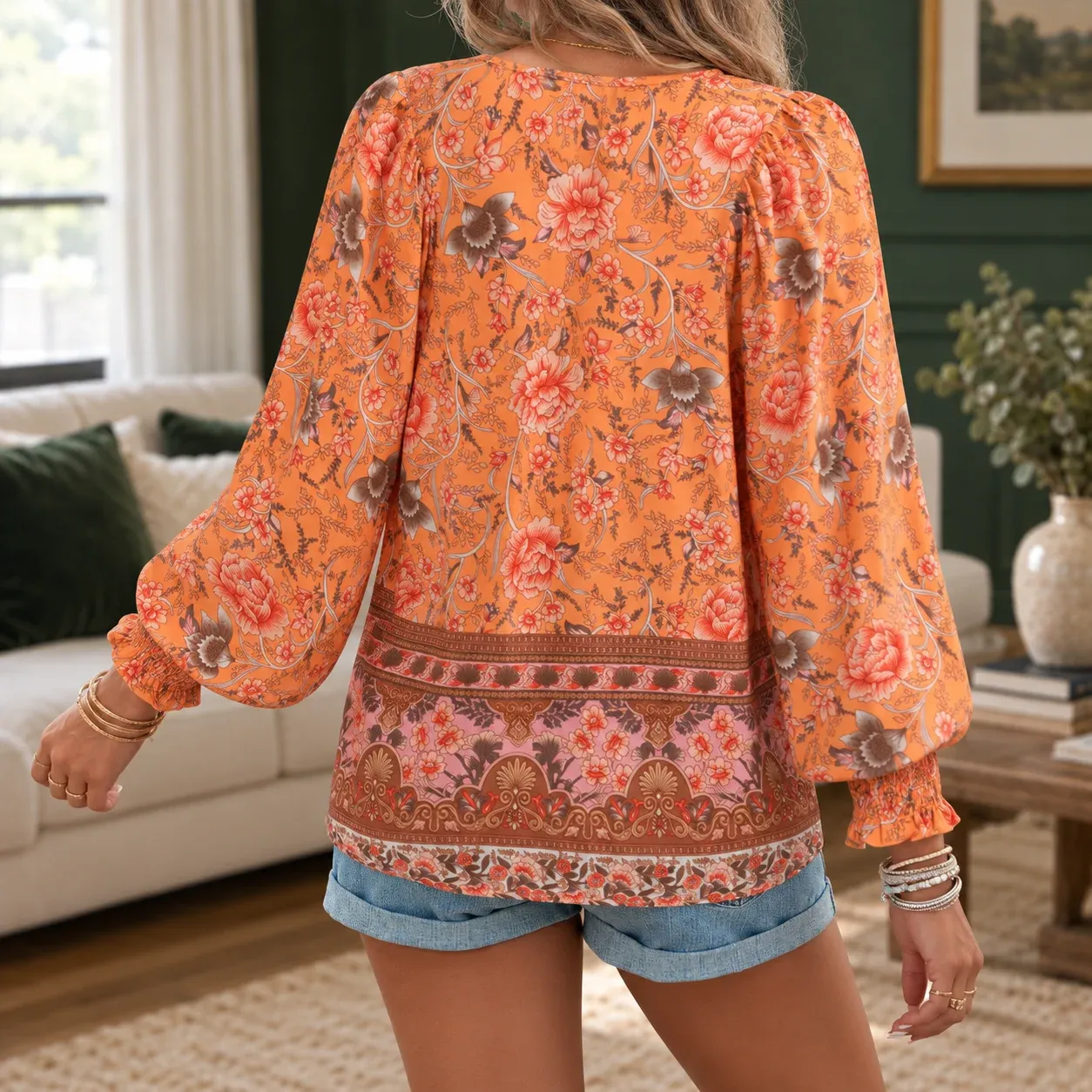 Violet Print Tie Blouse, source-supported alternate view