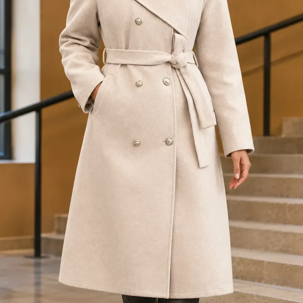 Ascelin Asymmetric Coat — Light Beige alternate view