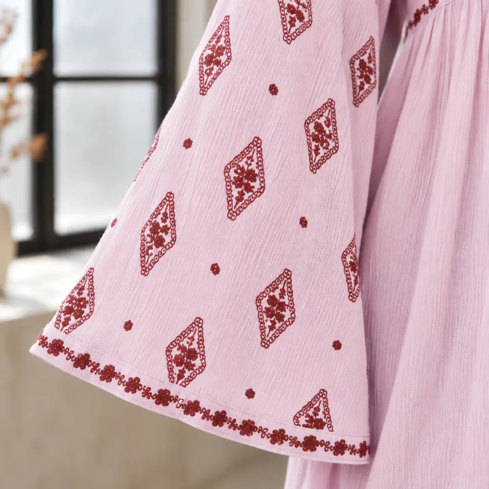 Seren Diamond Embroidered Blouse — fabric and construction detail