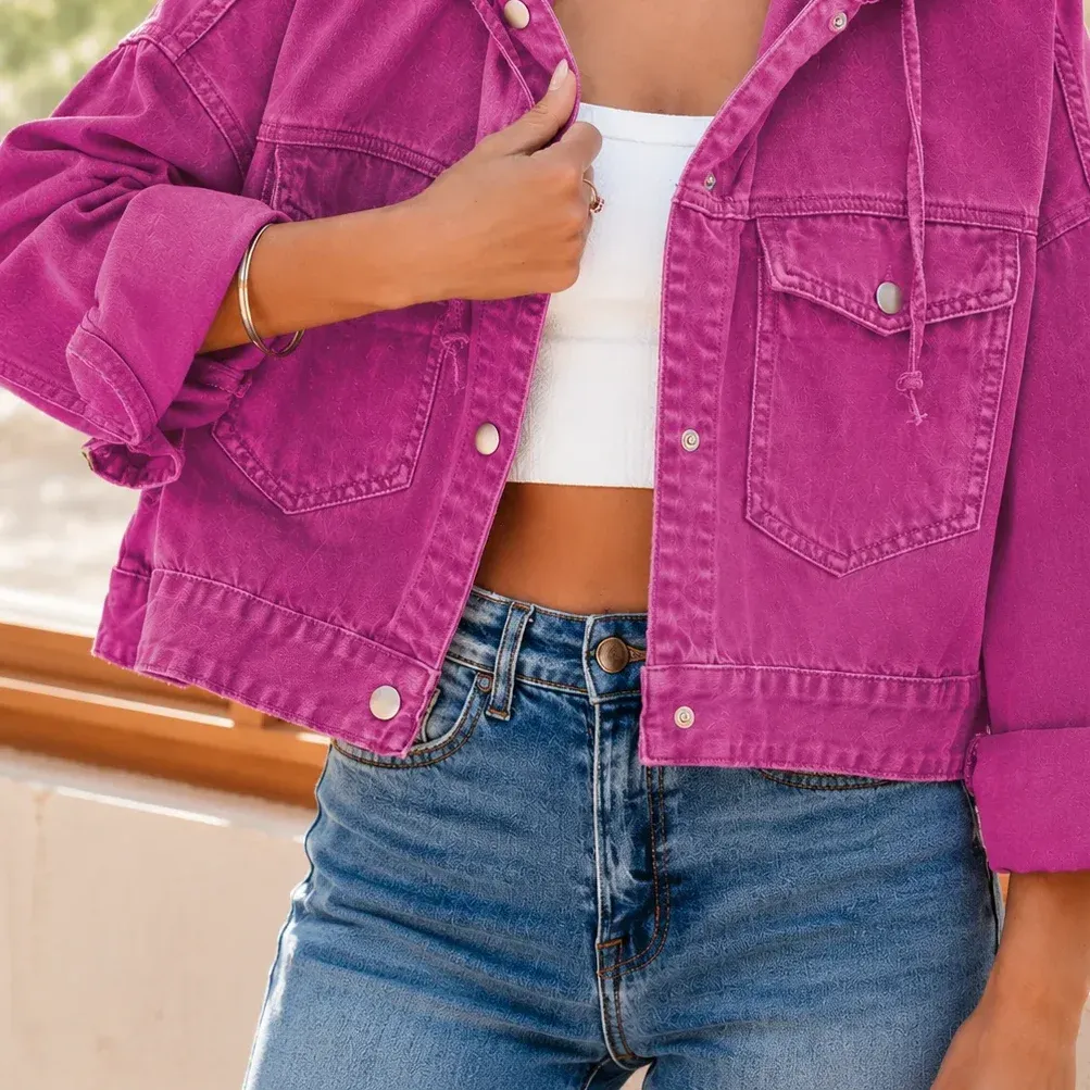Antonia Hooded Jacket — Fuchsia lower garment detail