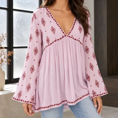 Seren Diamond Embroidered Blouse