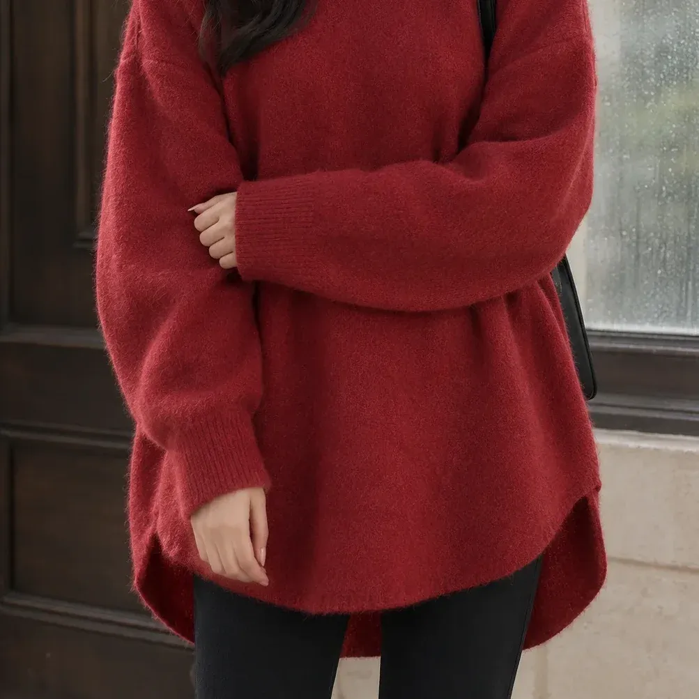 Stephanie Long Sweater — Red garment detail