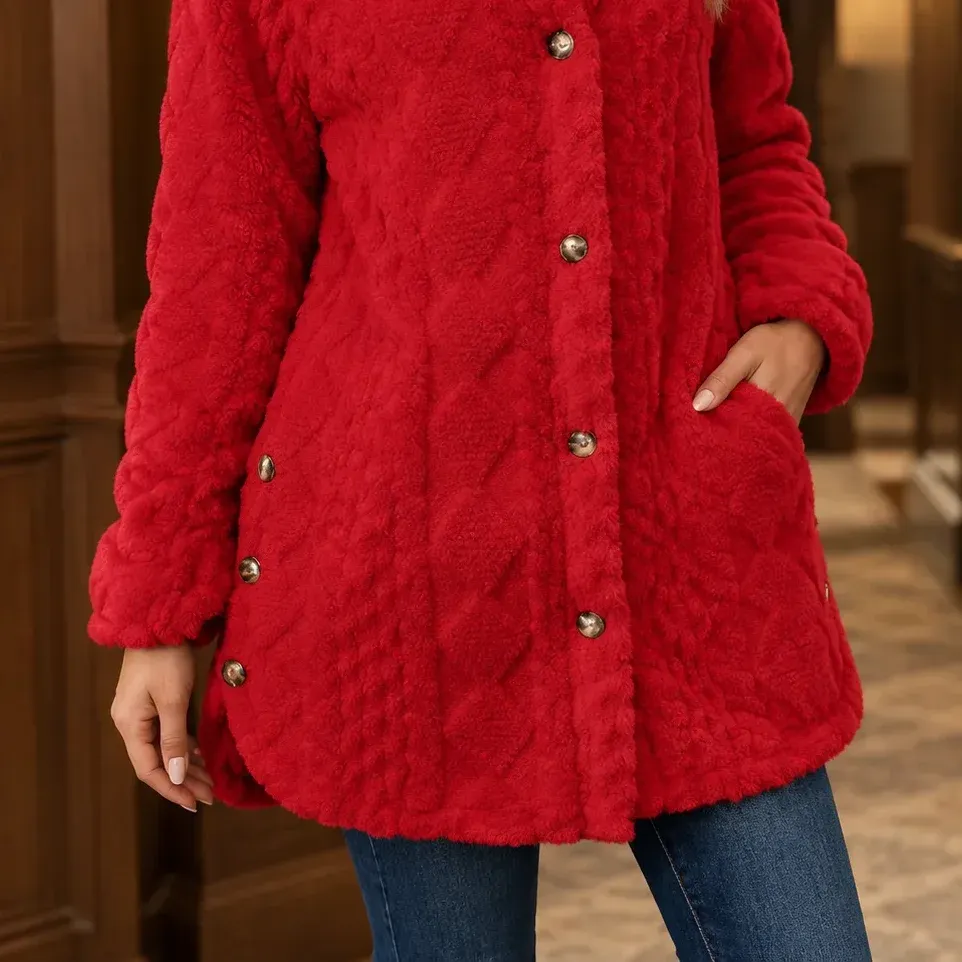 Livia Textured Jacket — Red garment detail