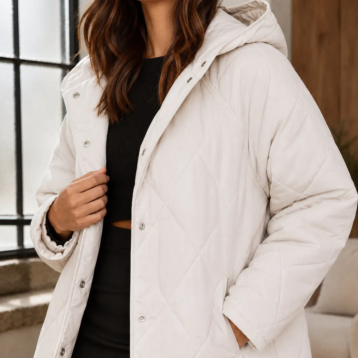 Emmeline Diamond Jacket — White construction detail