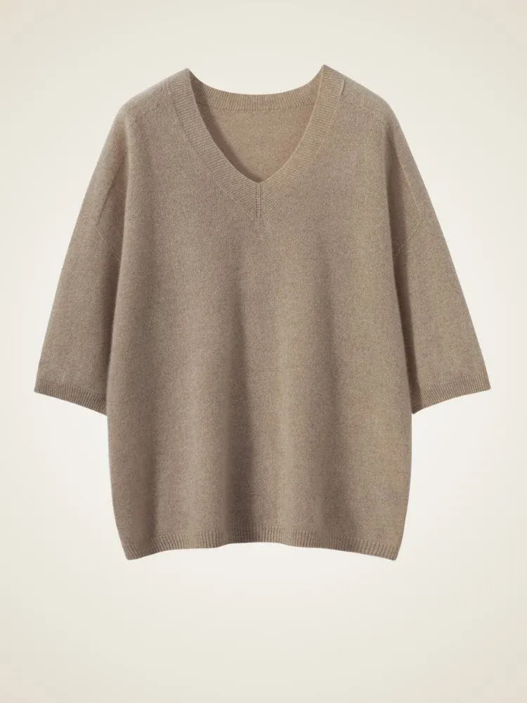 Kalinde V-Neck Sweater — Taupe