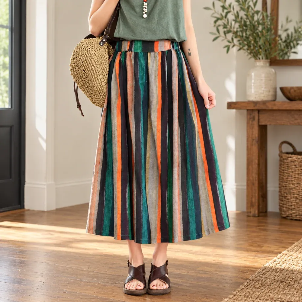 Marielle Striped Midi Skirt — Worn in context