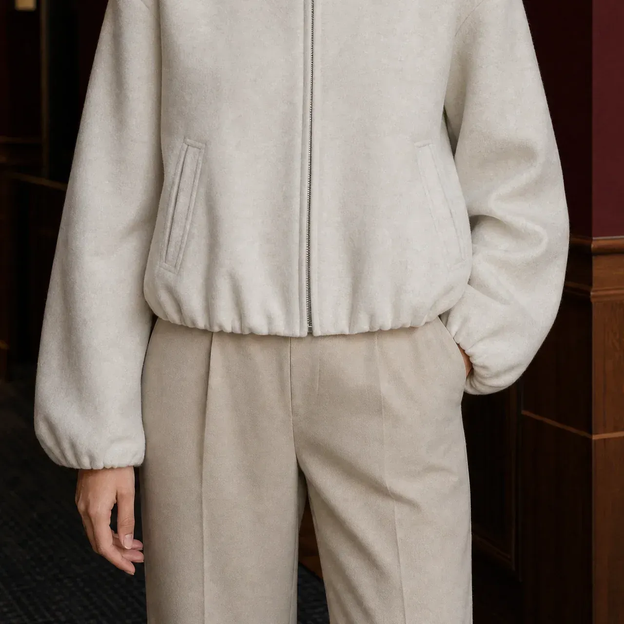 Andrina Cropped Jacket — Off White lower garment detail